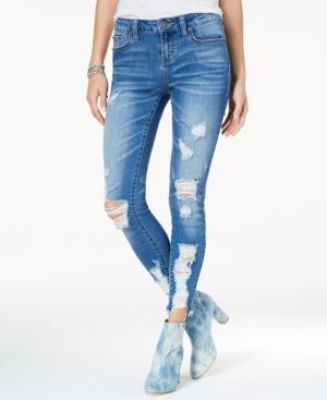 Rampage Juniors' Ripped Ankle Skinny Jeans