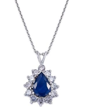 Sapphire (1-4/5 Ct. T.w.) And Diamond (9/10 Ct. T.w.) Pendant Necklace In 14k White Gold
