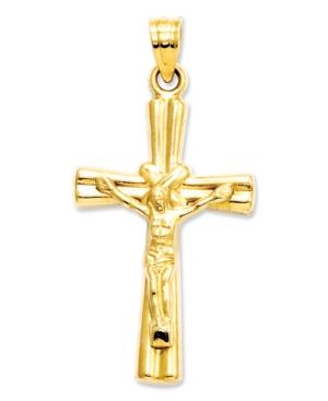 14k Gold Charm, Reversible Crucifix Cross Charm