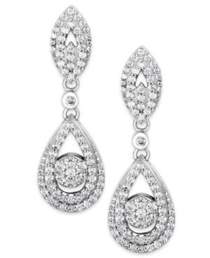 14k White Gold Diamond Dangling Drop Earrings (1 Ct. T.w.)