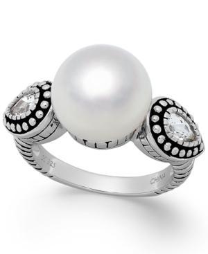 Honora Style Cultured Freshwater Pearl (11-1/2mm) And White Topaz (5/8 Ct. T.w.) Ring In Sterling Silver