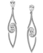 Danori Silver-tone Geometric Pave Drop Earrings