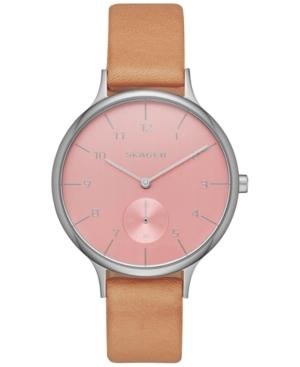 Skagen Women's Chronograph Natural Leather Strap Watch 34mm Skw2406