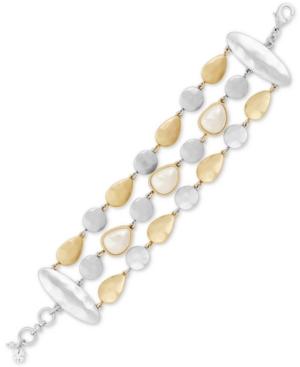 Lucky Brand Two-tone Imitation Pearl Multi-chain Bracelet