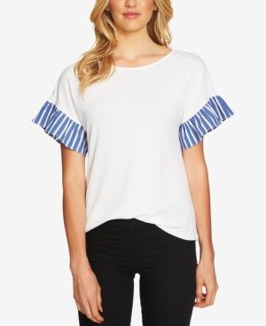Cece Contrast Flutter-sleeve Top