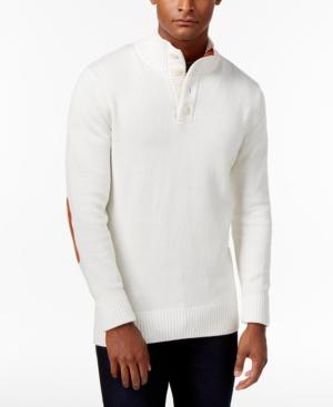 Sean John Men's Twist Button Sweater With Faux-suede Elbow Patches