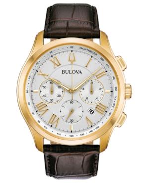 Bulova Men's Chronograph Wilton Brown Leather Strap Watch 46.5mm