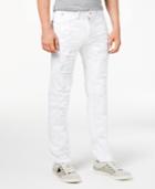 Guess Men's Slim Tapered Fit Ripped White Jeans
