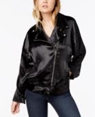 Material Girl Juniors' Oversized Satin Moto Jacket, Created For Macy's