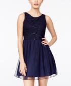 Speechless Juniors' Sequin Lace Cutout-back Dress
