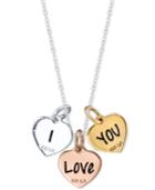 Unwritten I Love You Triple Heart Pendant Necklace In Tri-tone Sterling Silver
