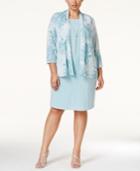 Jessica Howard Plus Size Layered-look Sheath Dress And Printed Jacket