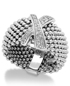 Diamond X-accent Mesh Ring In Sterling Silver (1/6 Ct. T.w.)
