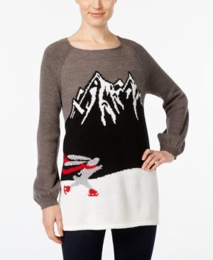 Style & Co. Skating Bunny Graphic Sweater, Only At Macy's