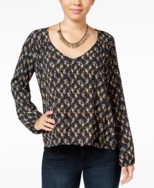 Be Bop Juniors' Printed Cutout-back Blouse