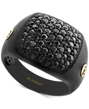Effy Men's Black Sapphire Ring (3 Ct. T.w.) In Black Rhodium-plated Sterling Silver & 18k Gold