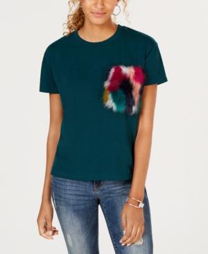 Say What? Juniors' Faux-fur-pocket T-shirt