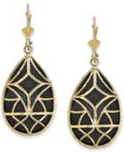 Onyx Teardrop Filigree Drop Earrings In 14k Gold