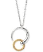 Charriol White Topaz Accent Two-tone Circle 18 Pendant Necklace In Pvd Stainless Steel And Gold-tone