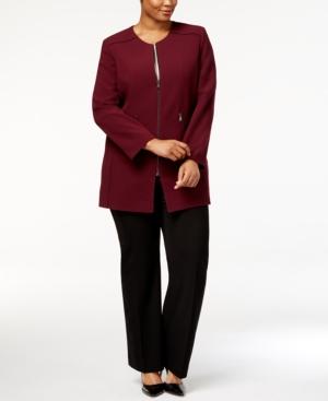 Tahari Asl Plus Size Zip-front Topper Jacket