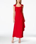 R & M Richards Petite Lace-trim Cutout-back Gown