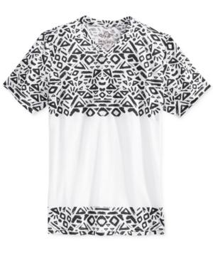 American Rag Men's Patternblocked Geo-print V-neck T-shirt, Only At Macy's