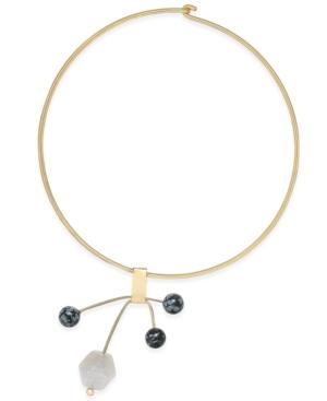Gold-tone Beaded Abstract Collar Necklace