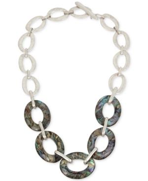 Robert Lee Morris Soho Silver-tone & Abalone Large Link Necklace