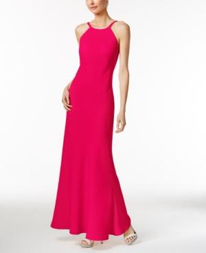Calvin Klein Open-back Halter Gown