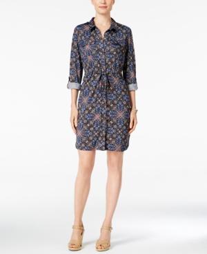 Ny Collection Petite Printed Utility Shirtdress