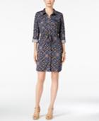 Ny Collection Petite Printed Utility Shirtdress