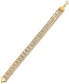 Two-tone Bar Link Bracelet In 10k Gold & White Gold