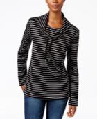 Karen Scott Striped Funnel-neck Sweater, Only At Macy's