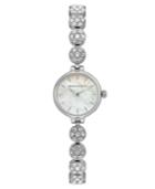 Bcbg Maxazria Ladies Silver Crystal Bracelet With Mop Dial, 22mm