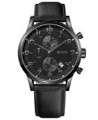 Hugo Boss Watch, Men's Chronograph Black Leather Strap 44mm 1512567