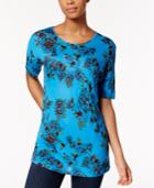 Kensie Short-sleeve Floral-print Top