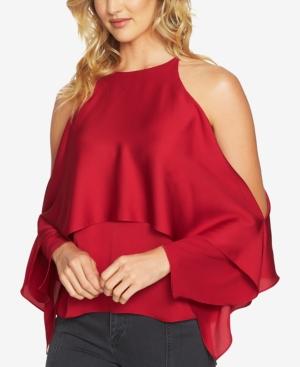 1.state Tiered Cold-shoulder Top