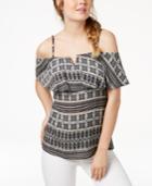 Bcx Juniors' Printed Off-the-shoulder Flounce Top
