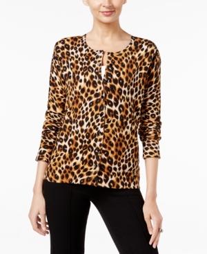 August Silk Animal-print Cardigan