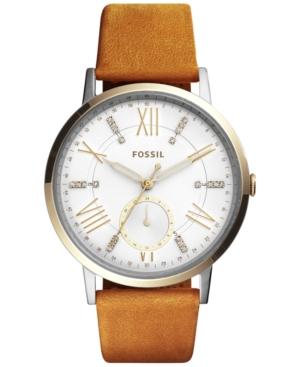 Fossil Women's Gazer Brown Leather Strap Watch 40mm Es4161