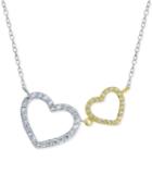 Giani Bernini Two-tone Pave Heart Pendant Necklace In Sterling Silver And 18k Gold-plated Sterling Silver, Only At Macy's