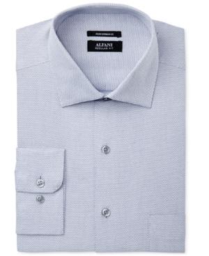 Alfani Men's Classic/regular Fit Performance Stretch Easy-care Silver Zig Zag Dress Shirt, Only At Macy's