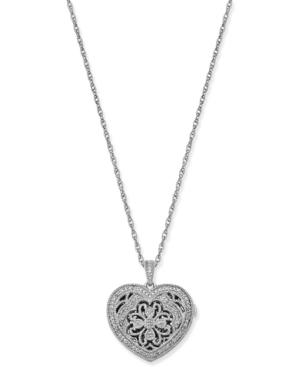 Diamond Filigree Locket Pendant Necklace (1/7 Ct. T.w.) In Sterling Silver