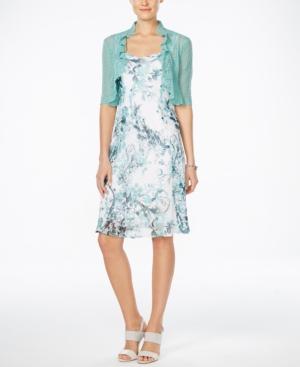 Connected Ruffled Shrug And Printed Sheath Dress