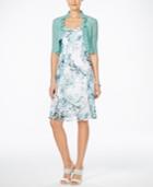 Connected Ruffled Shrug And Printed Sheath Dress