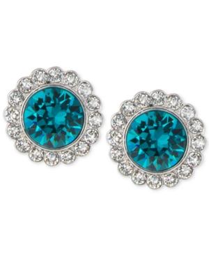 Anne Klein Silver-tone Swarovski Crystal Halo Stud Earrings