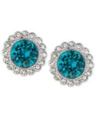 Anne Klein Silver-tone Swarovski Crystal Halo Stud Earrings