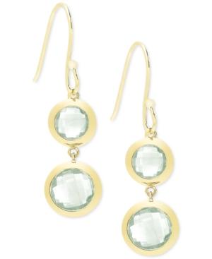 Green Quartz Double Drop Earrings (10 Ct. T.w.) In 18k Gold-plated Sterling Silver
