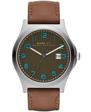 Marc By Marc Jacobs Men's Jimmy Brown Leather Strap Watch 43mm Mbm5047