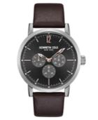 Kenneth Cole New York Men's Brown Leather Strap Watch 44mm